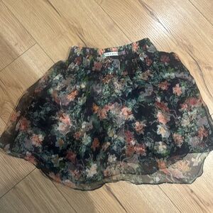Alice + Olivia Black Floral Mini Skirt